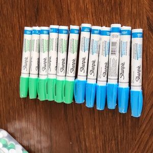 Sharpie Paint Markers Fluorescent Blue Green Lot of 12 Water Based Med Pt